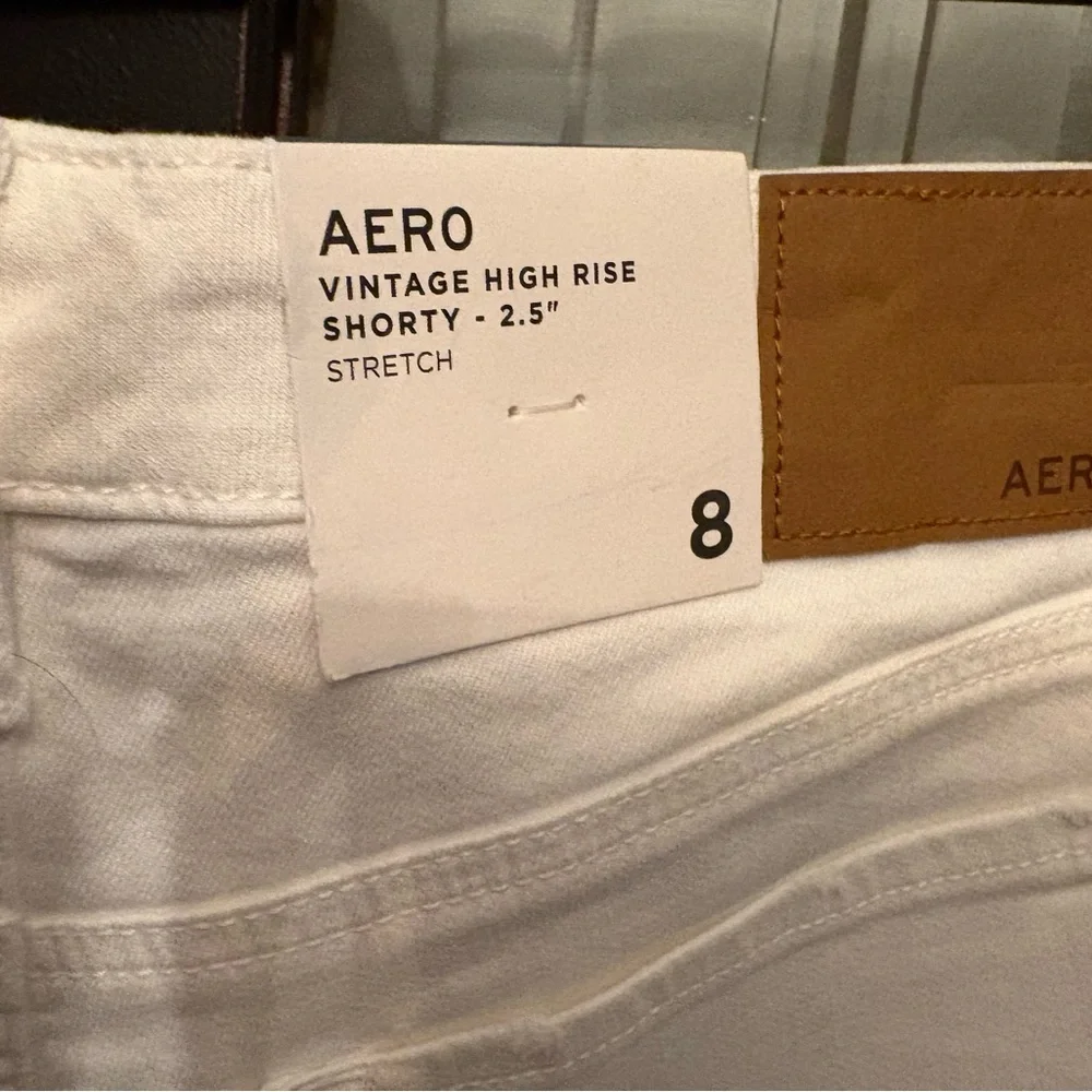 Aeropostale White Distressed High-Rise Jean Shorts